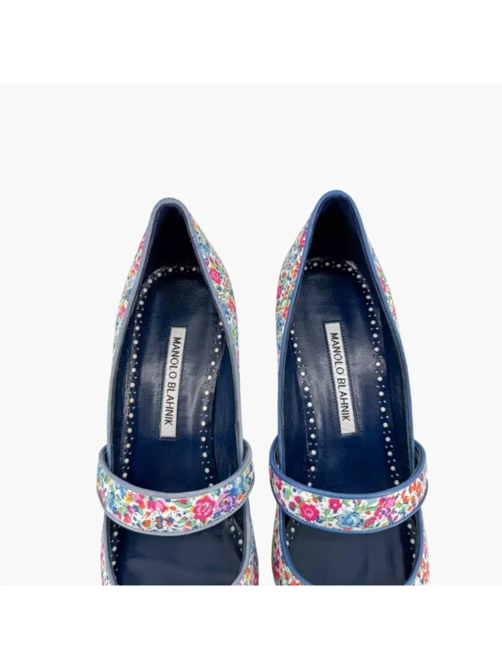 Manolo Blahnik Vibota Floral Mary Jane Pumps Heels Size 38.5 US 8.5 Multicolor